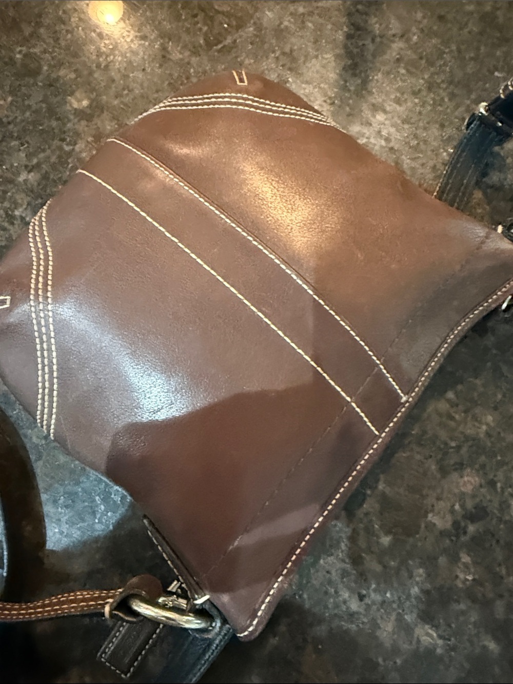 Vintage Y2K Coach SoHo Brown Leather Small Crossbody with White Stitching - Picture 6 of 13